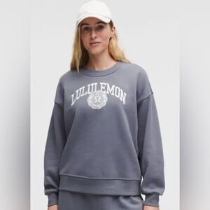 Lululemon RARE Drop Shoulder Perfectly Oversized Logo Crew Sweatshirt Slate Blue